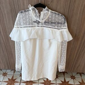 Elegant White Lace Ruffle Dress